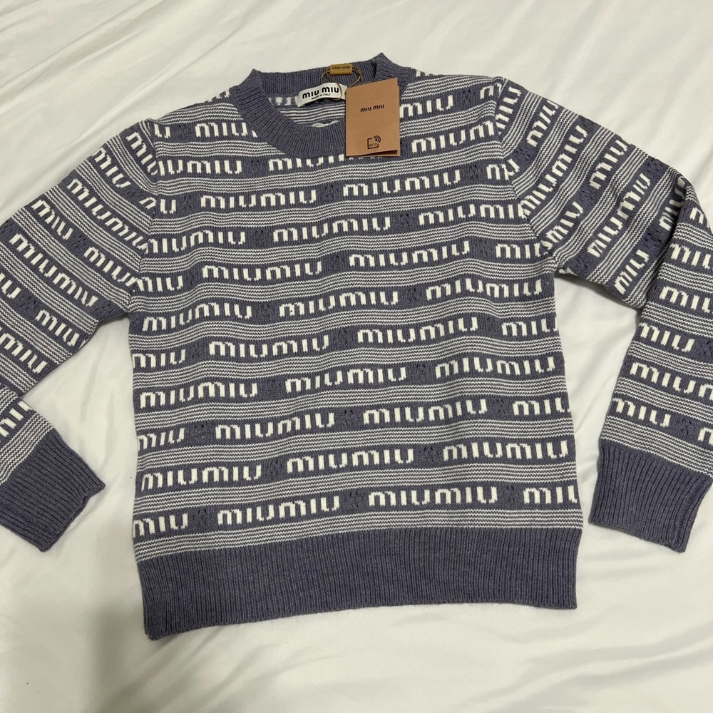 Miu Miu Cashmere Knitted Logo Sweater Size Small
